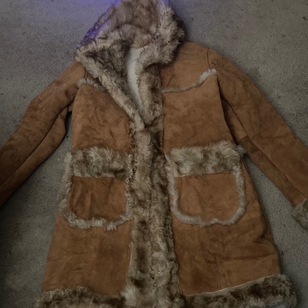 Suede fur coat